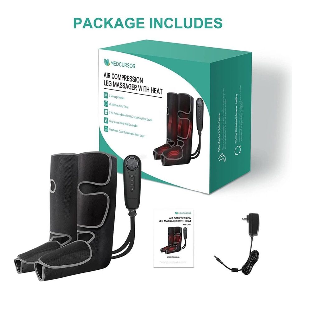 Medcursor Air Compression Leg Massager with Heat for Circulation Fatigue NEW